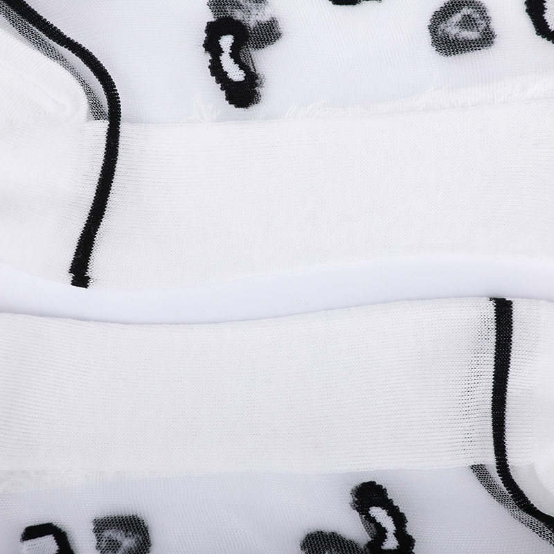 Fashion transparent nylon silk cotton bottom women's socks Leopard pattern flower transparent silk women's socks Crystal silk women's socks WSD1939