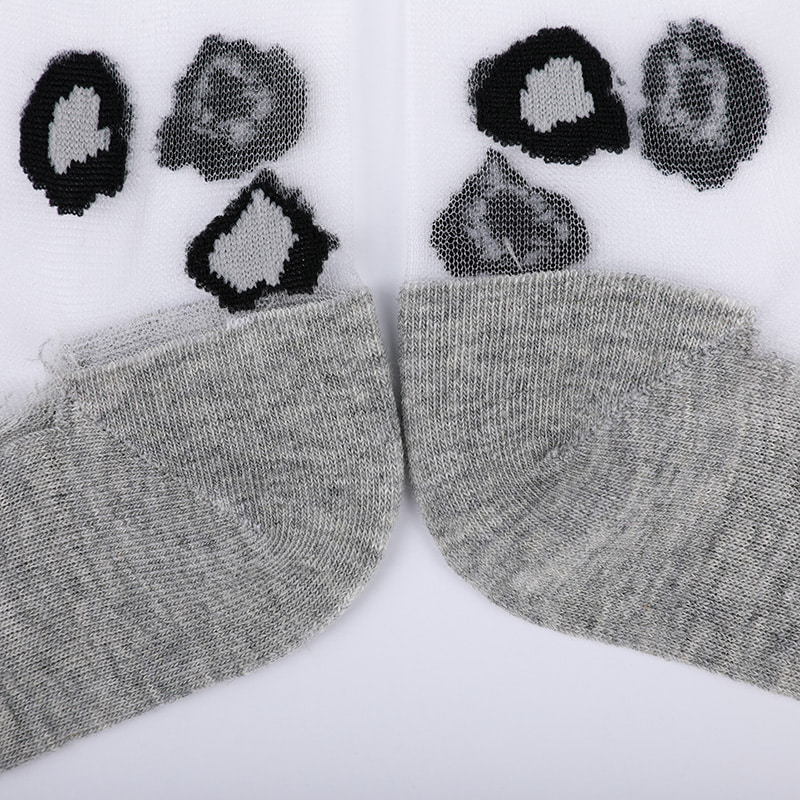 Fashion transparent nylon silk cotton bottom women's socks Leopard pattern flower transparent silk women's socks Crystal silk women's socks WSD1939