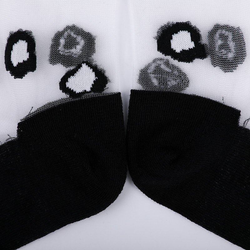 Fashion transparent nylon silk cotton bottom women's socks Leopard pattern flower transparent silk women's socks Crystal silk women's socks WSD1939