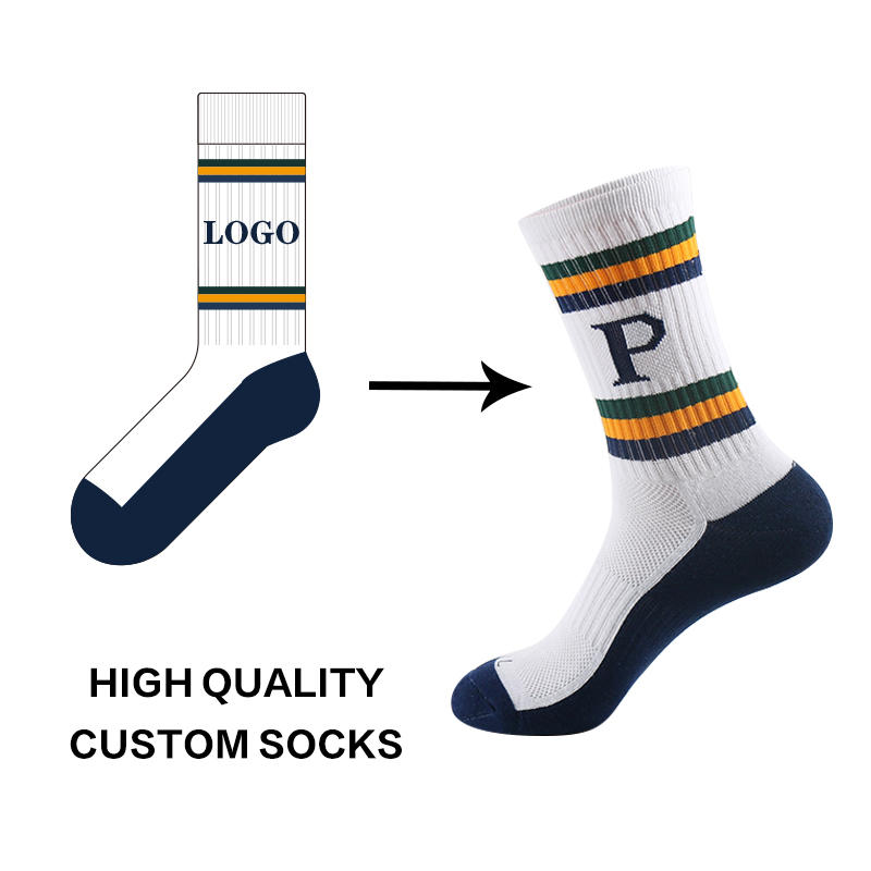 Custom White Black Cotton Gym Sport Short Mid Athletic Custom Logo Ankle Socks