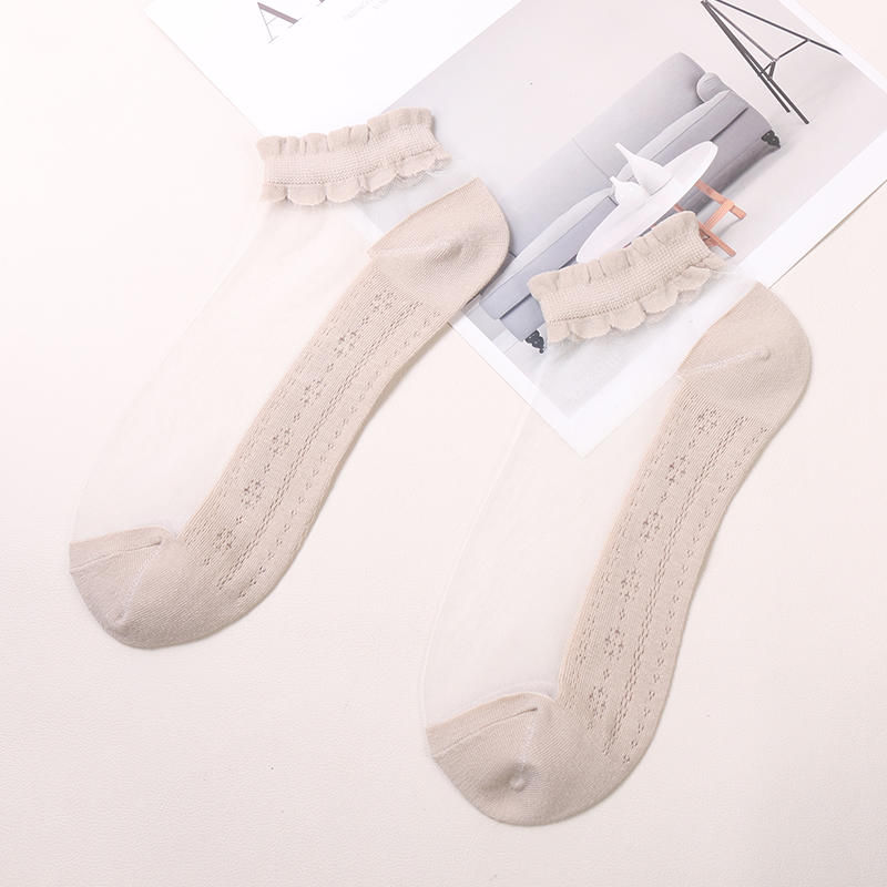 Summer hot sale Invisible colorful fashion crystal silk low cut women transparent socks