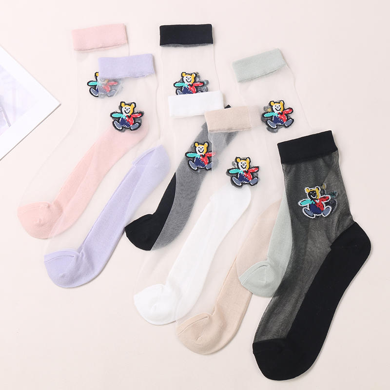 Summer wholesale summer ultra thin net colored transparent socks for women