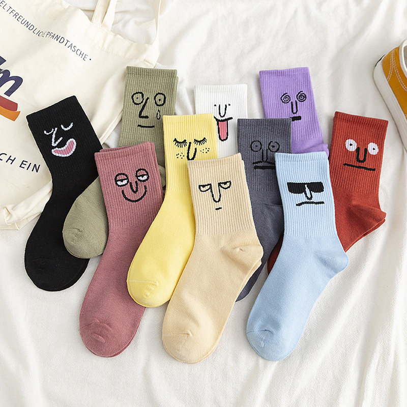 Custom Tube Cute Fall Happy Novelty Funny Cotton Unique Smile Crew Socks Unisex