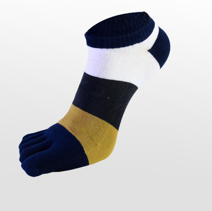 Toe Socks Stripe Five Finger Athletic Cotton Man Running 5 Toe Socks Men