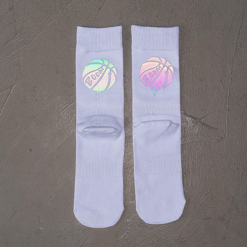 Ins Sweat-absorbing Combed Cotton Sport Crew Cool Basketball Reflective Socks