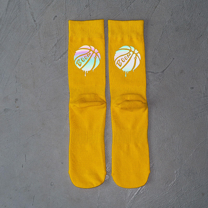 Ins Sweat-absorbing Combed Cotton Sport Crew Cool Basketball Reflective Socks