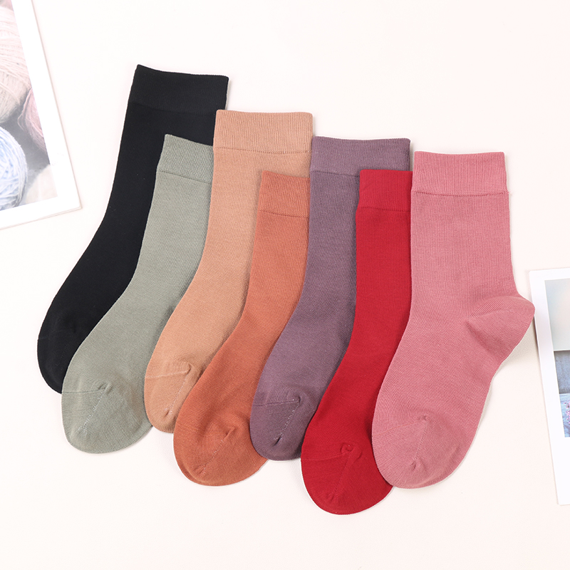 Ssimple Design Mid Crew Fashion Comfortable Soft Combed Cotton Women Socks