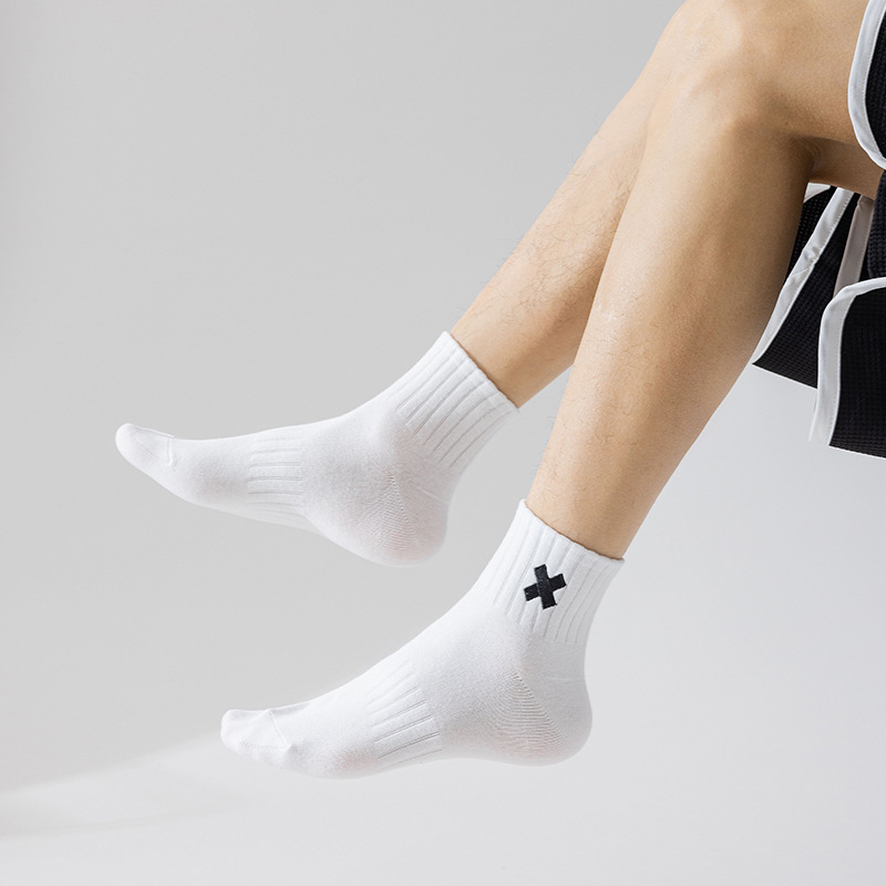 Wholesale short ankle cotton running sneaker sport custom logo embroidery athlet