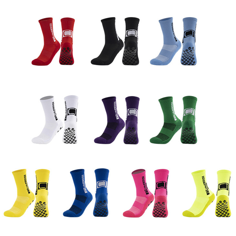 athletic nylon custom logo sports soccer anti slip football grip socks