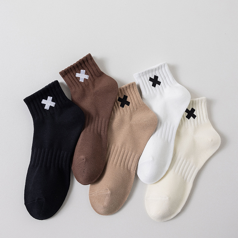 short ankle cotton running sneaker sport custom logo embroidery athletic socks