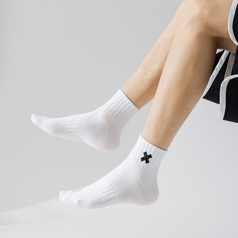 short ankle cotton running sneaker sport custom logo embroidery athletic socks