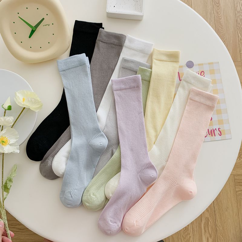 fashion design knee long crew custom logo cotton slouch socks women