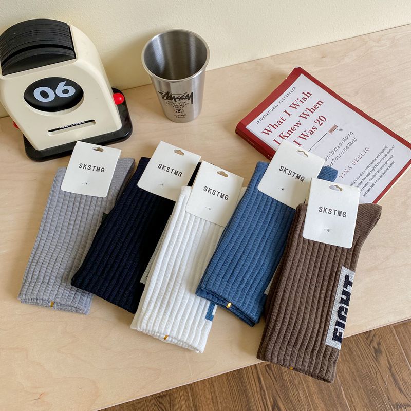 Accepted OEM Services Men Custom Logo Casual Letter Sports Quality Cotton Plain Socks