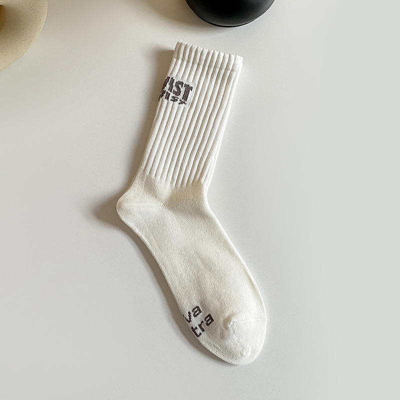 custom design cotton ribbed skateboard running crew socks custom logo