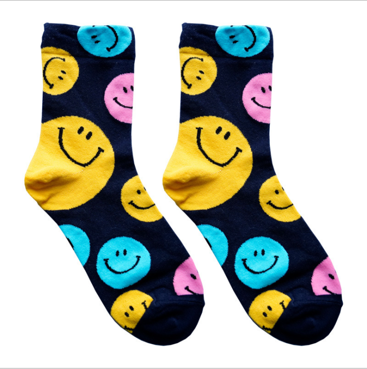 Cozy Socks With Smiley Faces Cute Soft Yellow Happy Faces Women's Socks Colorful Smiley Faces Socks