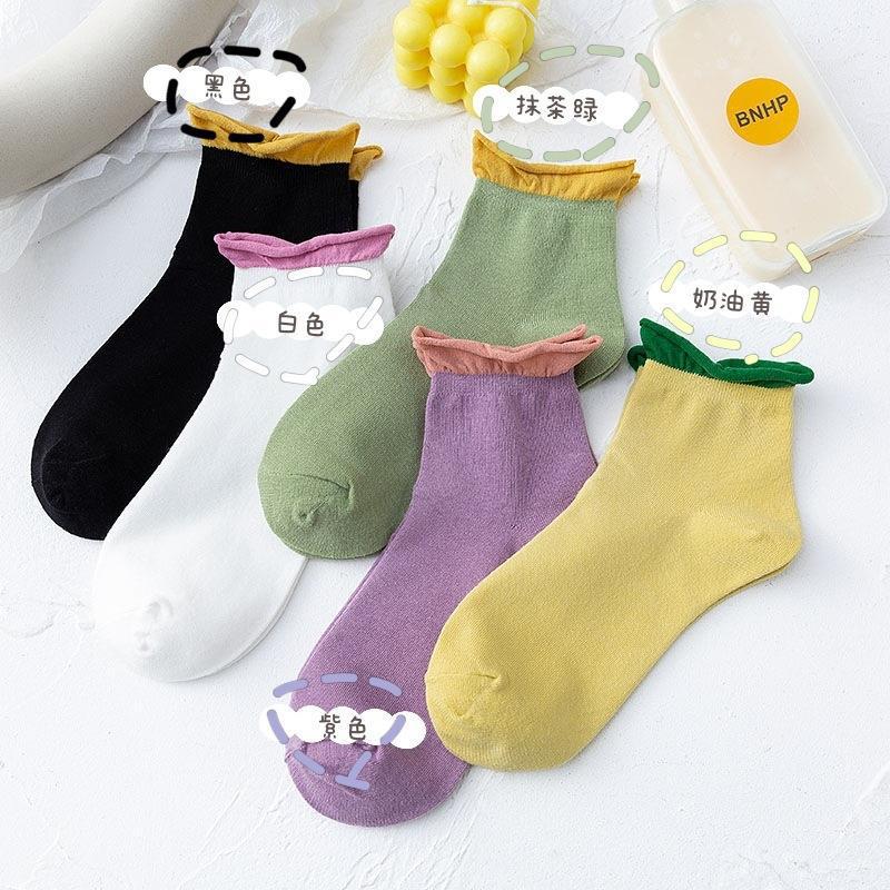 2023 spring new ankle cotton women girl ruffle short socks for ladies