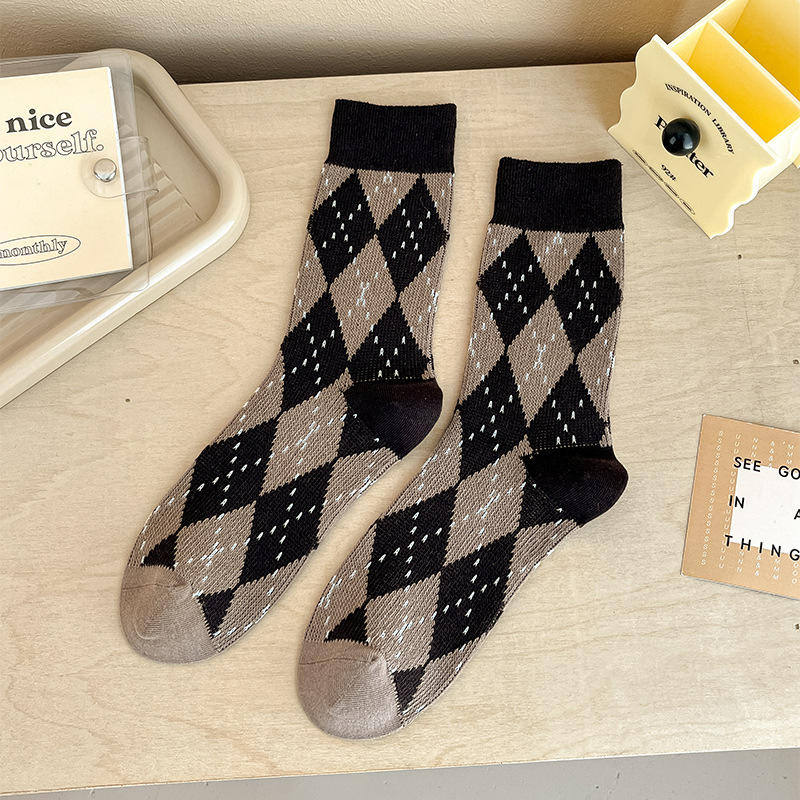 Winter Thick Classic Argyle Custom Comfortable Breathable Cotton Bulk Mens Socks