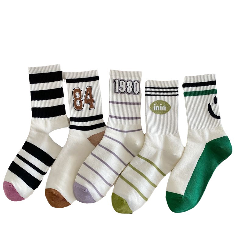 ribbed knitted sport custom logo street wear cotton socks unisex