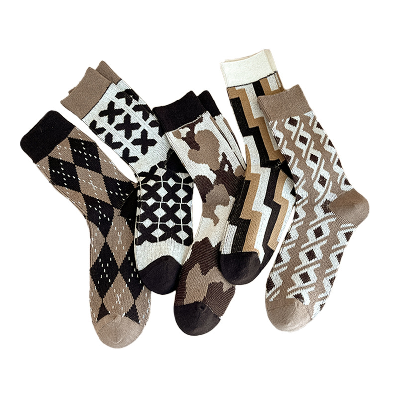 Winter Thick Classic Argyle Custom Comfortable Breathable Cotton Bulk Mens Socks
