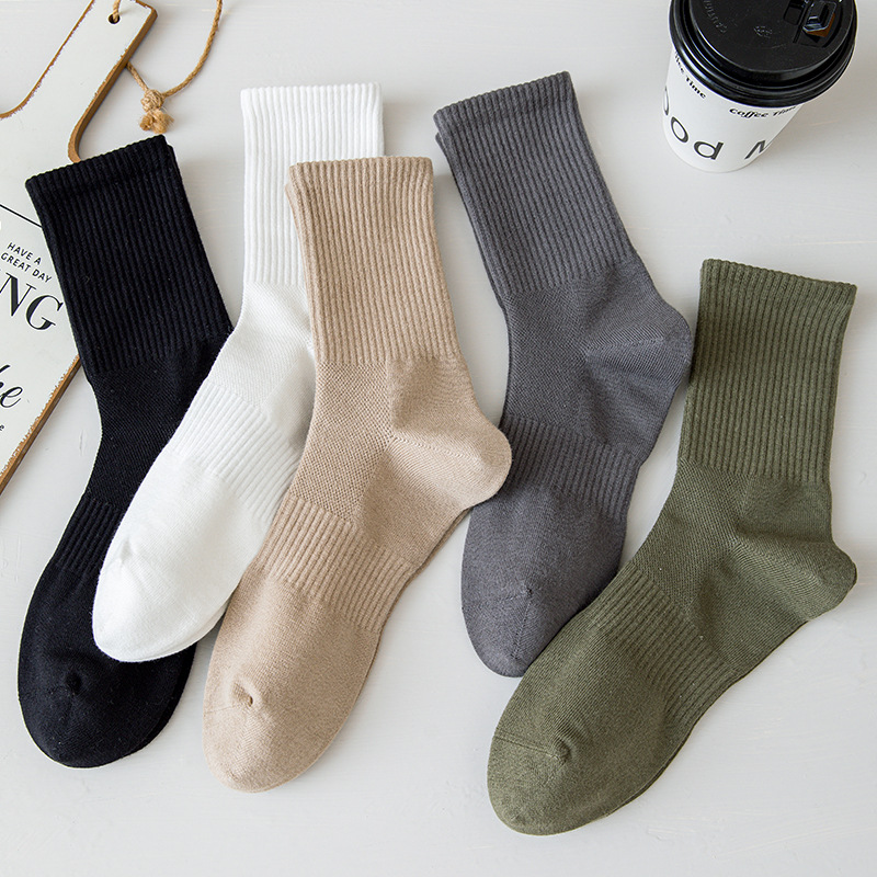 OEM Chaussettes Breathable Cotton Solid Color Customize Cotton Plain Men Socks Designs