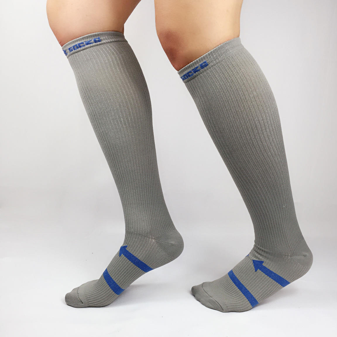 high quality custom logo football long compression socks 20-30mmhg