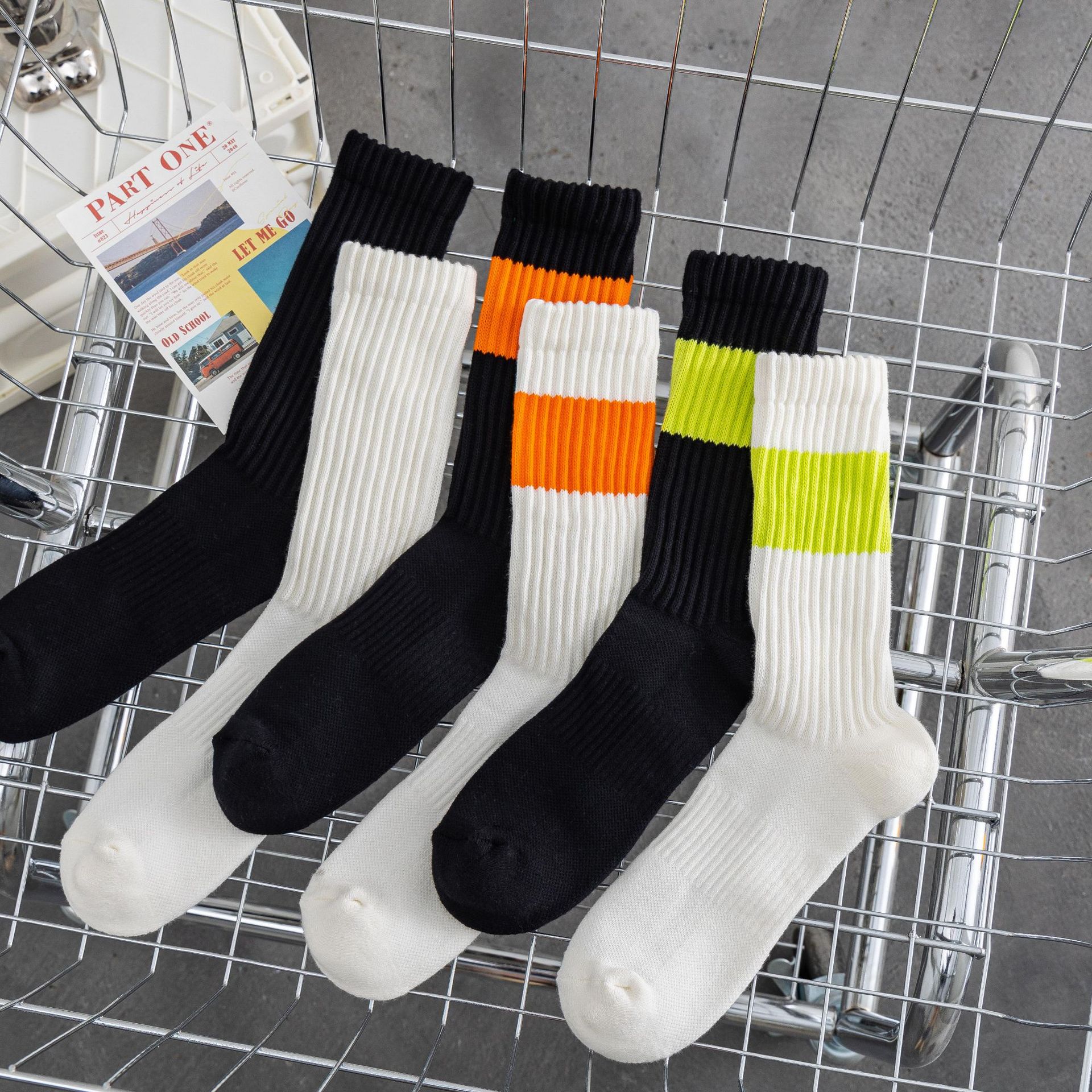 Running sneaker street crew sport cotton ribbed slouch socks for men
