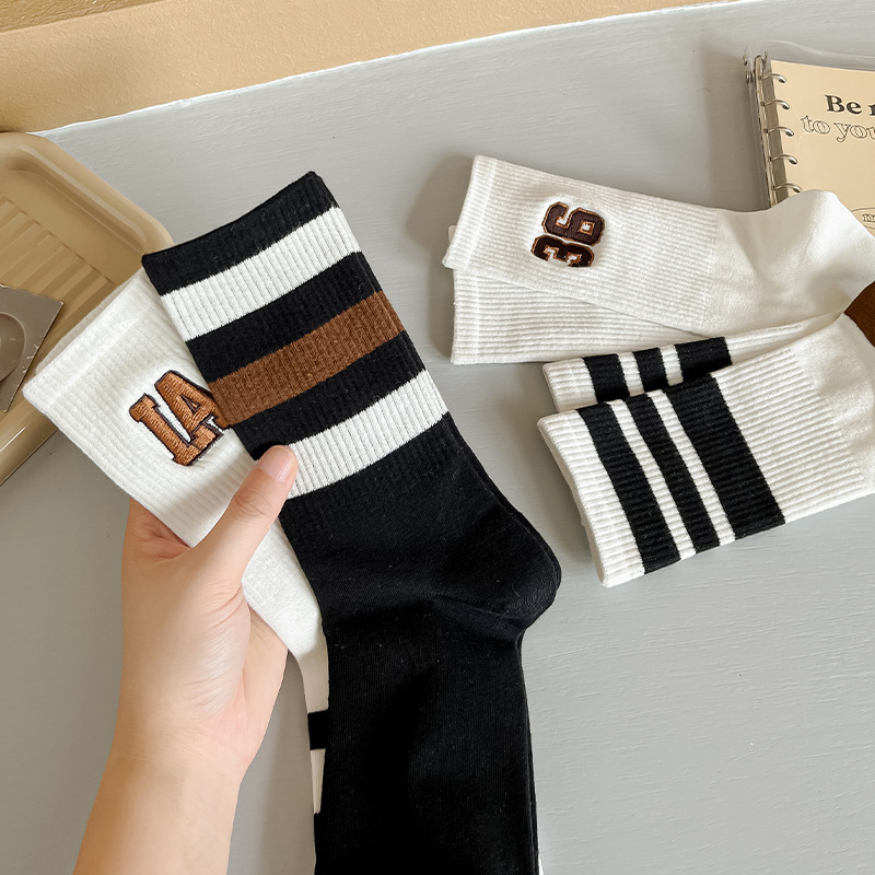 OEM Calcetines Customize Knitted Street Style Cotton Fashion Letter Men's Crew Sport Socks
