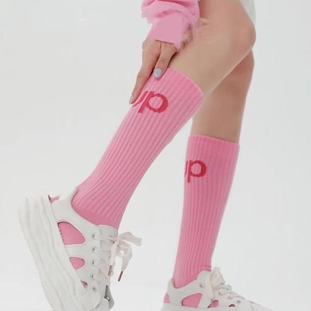 Fashion Text Long Crew Cotton Nylon Running Sport Compression Socks