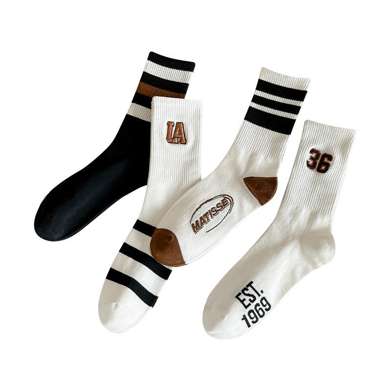 OEM Calcetines Customize Knitted Street Style Cotton Fashion Letter Men's Crew Sport Socks