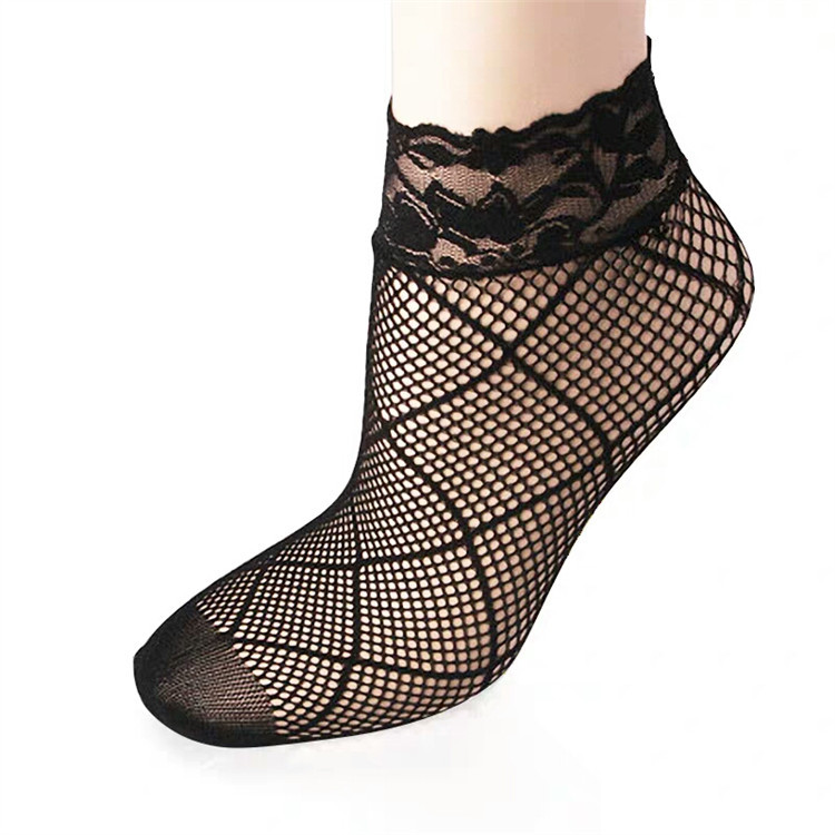 Fishnet Lace Mesh Summer Ultrathin Women's Short Black Mesh Women Elastic Socks