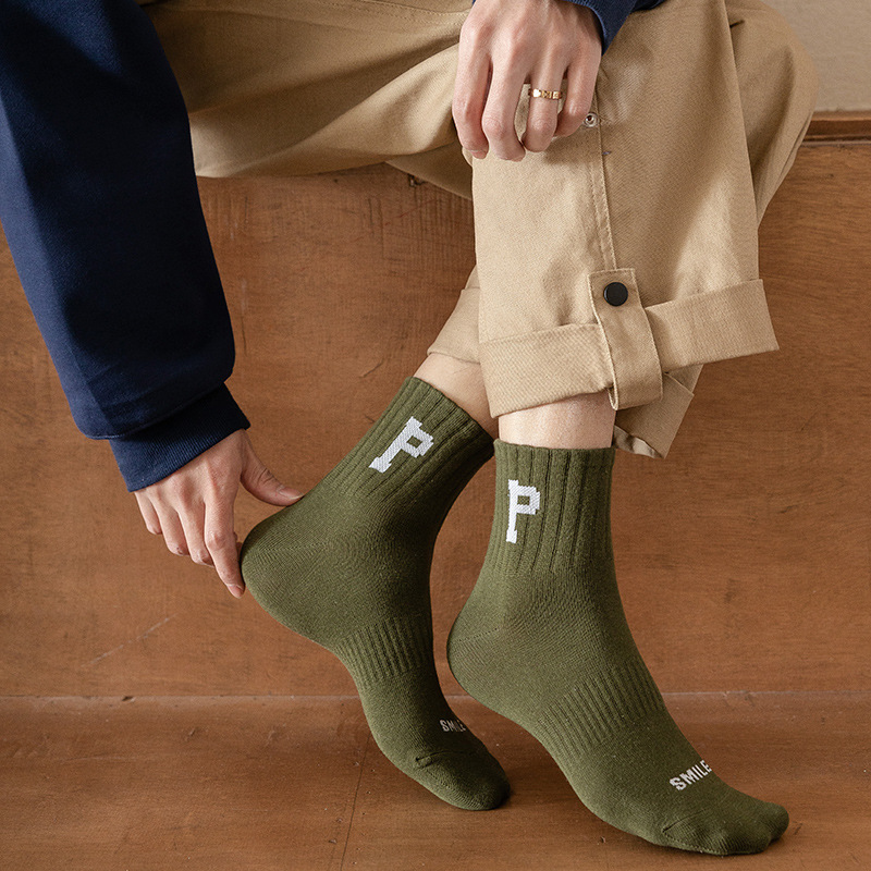Sport running fashion letter short men cotton custom design socks