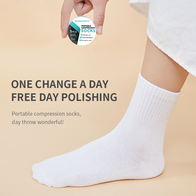 Disposable Free Size Polyester-Cotton Easy To Carry Compressed Travel Portable Compression Socks