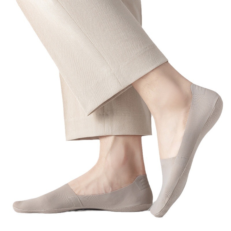 Men Silicone Non-slip Invisible Silky Socks Simple Thin Low Cut Short Socks Breathable Summer Socks