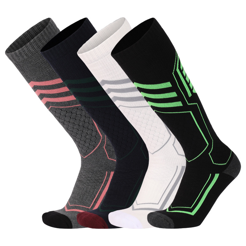 Outdoor Ski Thickened Terry Sports Warm Spliced Stripe Thickened Hiking Socks Adult Children Socks Men Women