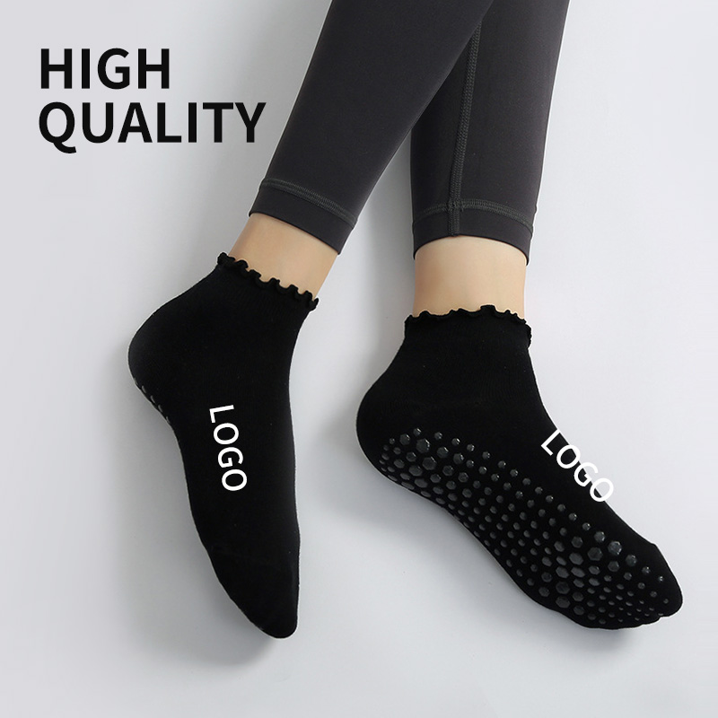 Popular Indoor Playground Frill Youth Non Slip Yoga Custom Grip Pilates Ankle Socks