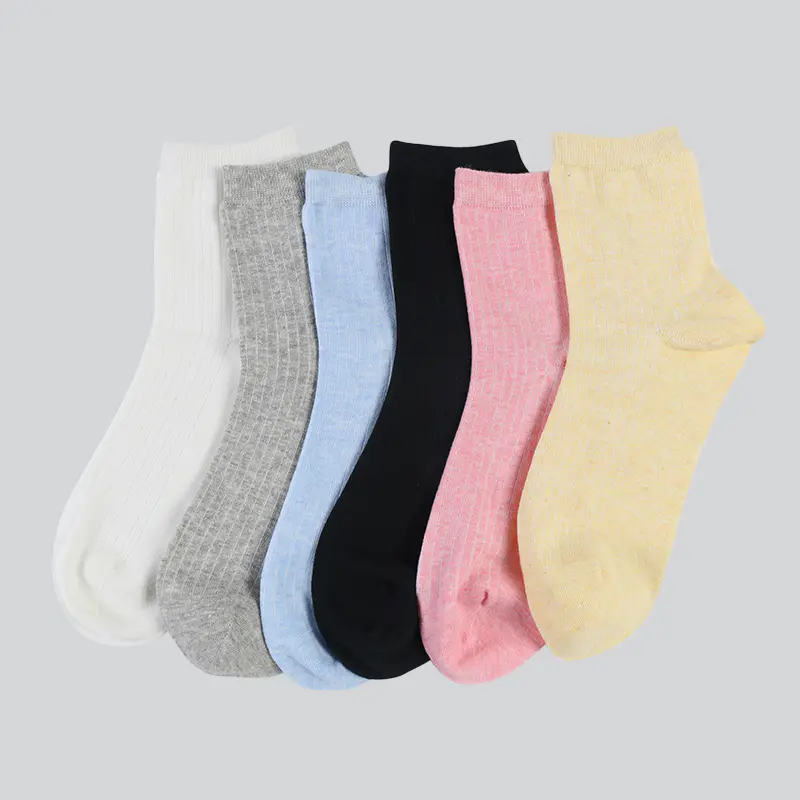 Combed cotton vertical striped hand sewn thick women's socks