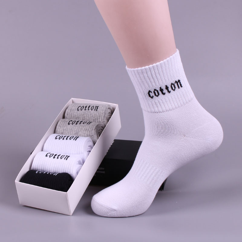 Hot Selling Fall Sports Midi Outdoor School White Wholesale Cotton Socks