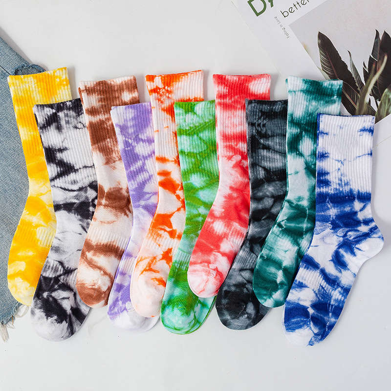 Hot Sell Best Quality Tie Dye Cotton Socks Custom Brand Logo Men's Sporting Tie Dye Socks for Male