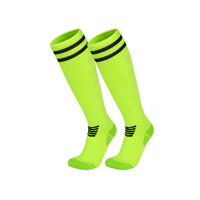 High Quality Anti-slip Green Nylon Long Breathable Cushioned Sole Custom Soccer Socks for Men