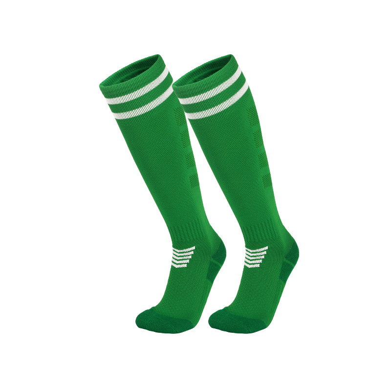 High Quality Anti-slip Green Nylon Long Breathable Cushioned Sole Custom Soccer Socks for Men