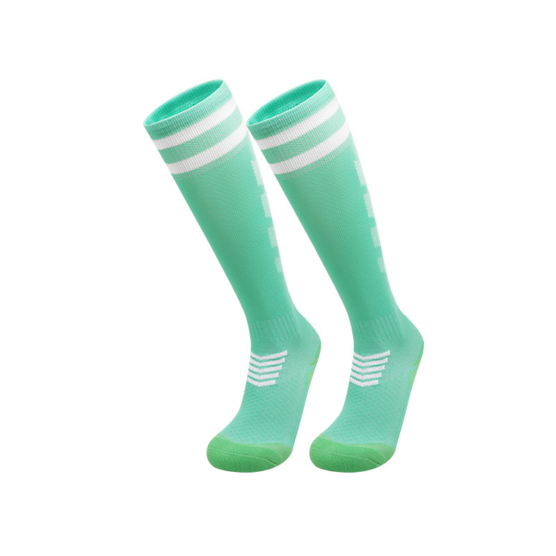 High Quality Anti-slip Green Nylon Long Breathable Cushioned Sole Custom Soccer Socks for Men