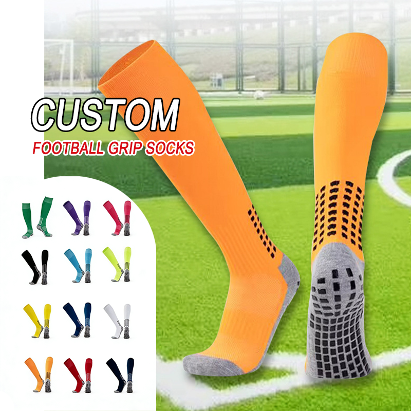 High Quality Knee Length Grip Socks Athletic Socks Branded Soccer Socks