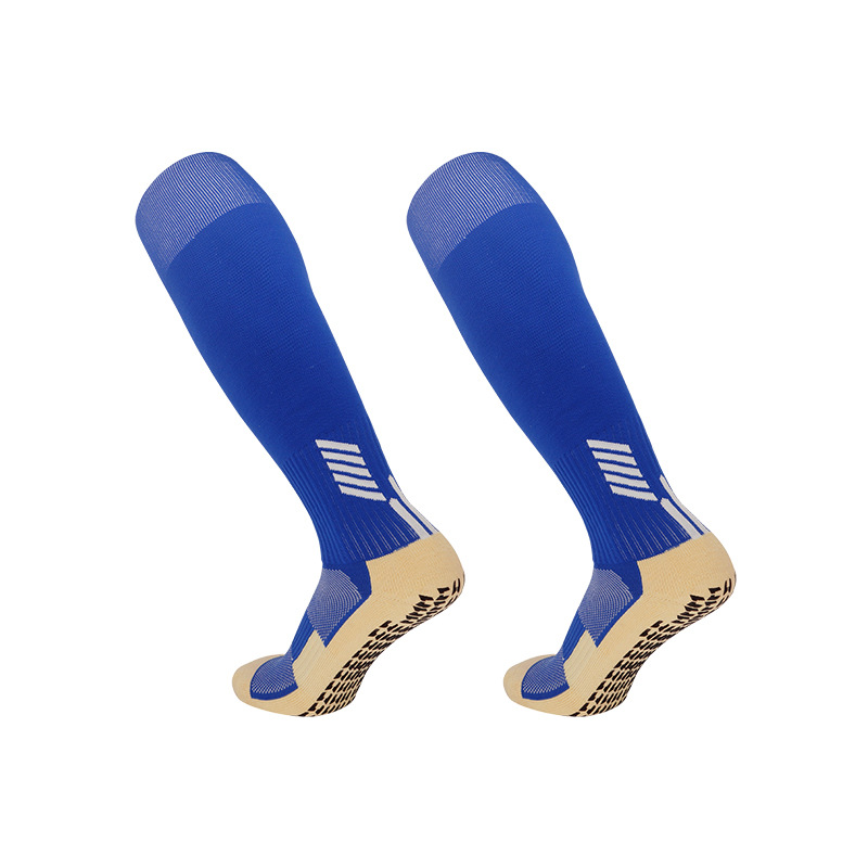 Custom Logo Compression Sports Terry Bottom Grip Anti-Slip Navy Soccer Socks